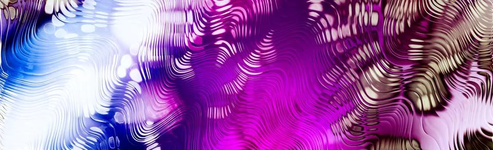 Abstract liquid metal texture background with chrome waves purple blue gradie Stock Illustration