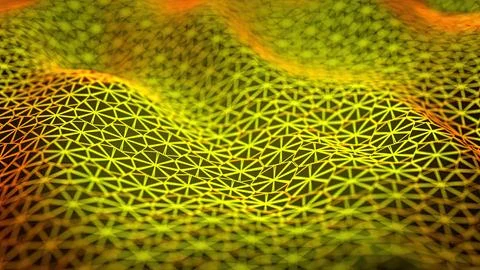 Abstract liquid motion dynamic creative yellow and orange background. Smooth 3d Stock Illustration