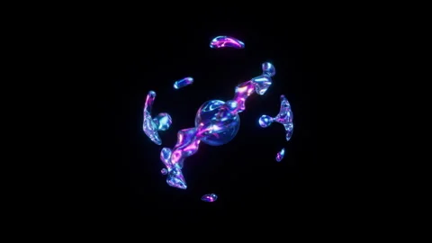Abstract Liquid-Like Neon Form Loop in Dark Background Stock Footage 300826258