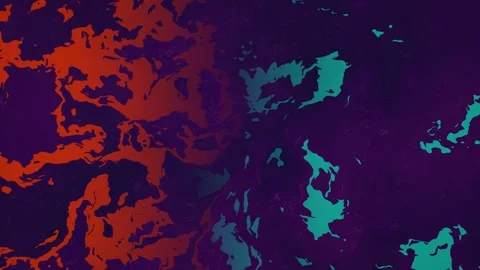 Abstract liquid paint motion with red and teal fluid mixing in dark purple .. Stock Footage 341907888
