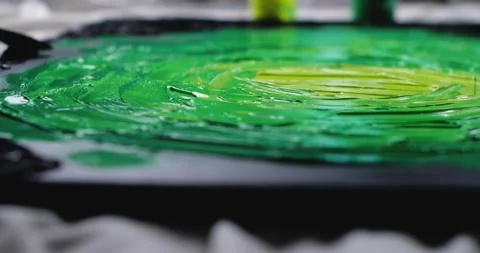 Abstract Liquid Painting Texture in Close Up. Colorful, Emotional Oil Painting Video stock 141583241