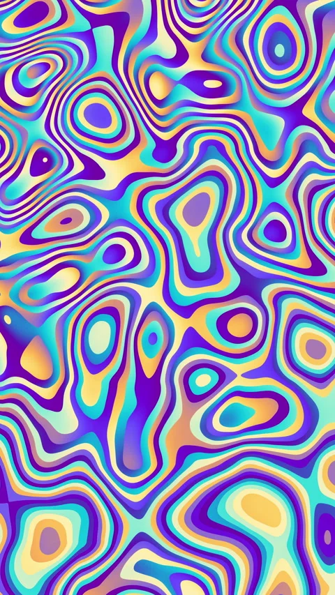 Abstract liquid patterns, fluid shapes , retro psychedelic style, seamless loop 動画素材 339453598