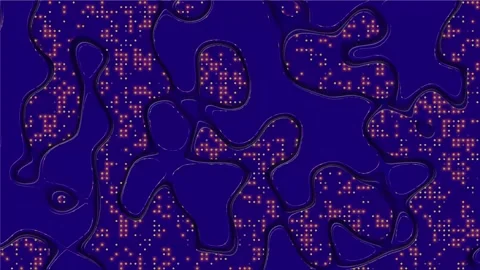 Abstract liquid purple background with golden glittering particles Light Stock Footage 296320048