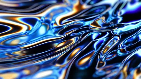 Abstract Liquid Reflection in Vibrant Blue and Orange Hues Capturing Serene.. Stock Footage 341781497