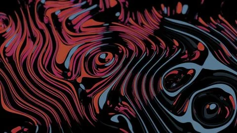 Abstract liquid rippling sticky texture. Design. Beautiful red waving lines. Stock Illustration