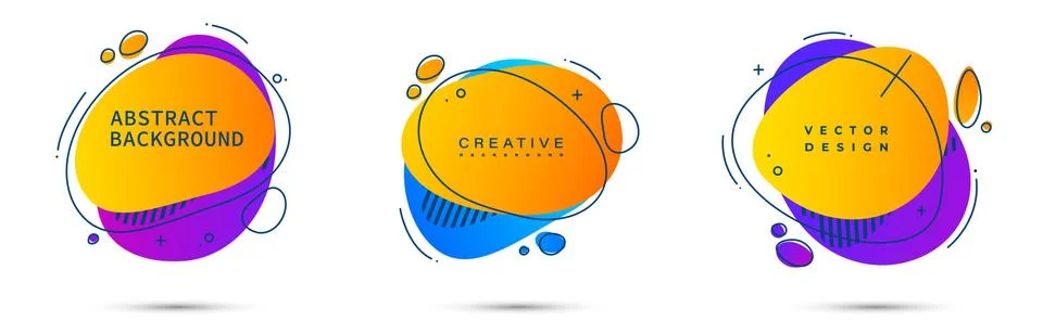 Abstract liquid shape. Fluid design. Isolated gradient waves with geometric Illustrazione stock