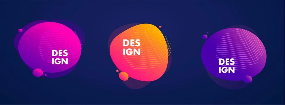 Abstract liquid shape. Fluid design. Light and bright gradient color waves with Stock Illustration