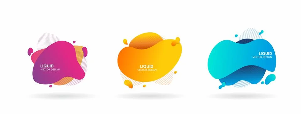 Abstract liquid shape. Fluid design. Isolated gradient waves with geometric Stock Illustration