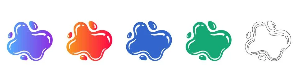 Abstract Liquid Shape Icons in Gradient and Outline 库存插图