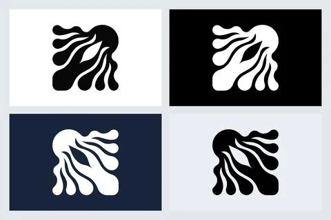 Abstract Liquid Shape Logo Design Icon Set Stock Illustration