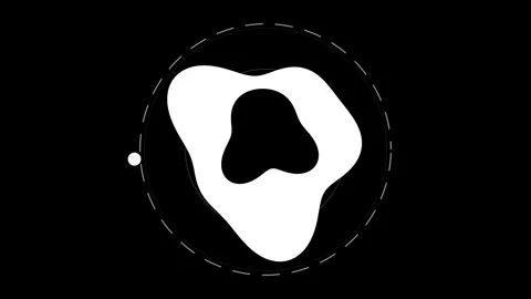 Abstract Liquid Shape Rotating inside Dashed Circle Motion Graphic Video stock 347963318