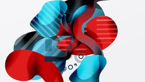 Abstract liquid shapes and lines background イラスト素材