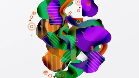 Abstract liquid shapes and lines background 库存插图