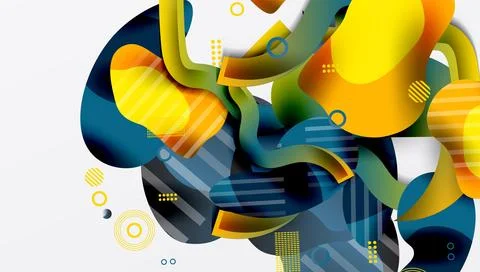 Abstract liquid shapes and lines background 库存插图
