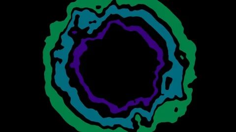 Abstract liquid shapes morphing in concentric circles with green 스톡 동영상 346334832