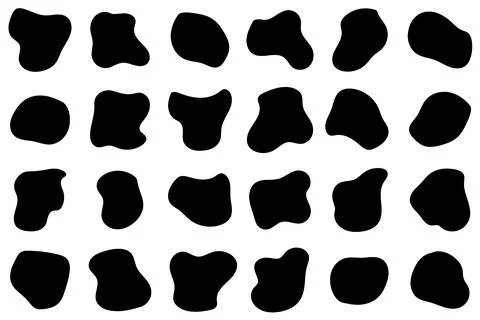 Abstract liquid shapes set. Irregular oval blob. Futuristic shape ink blots.. Stock Illustration