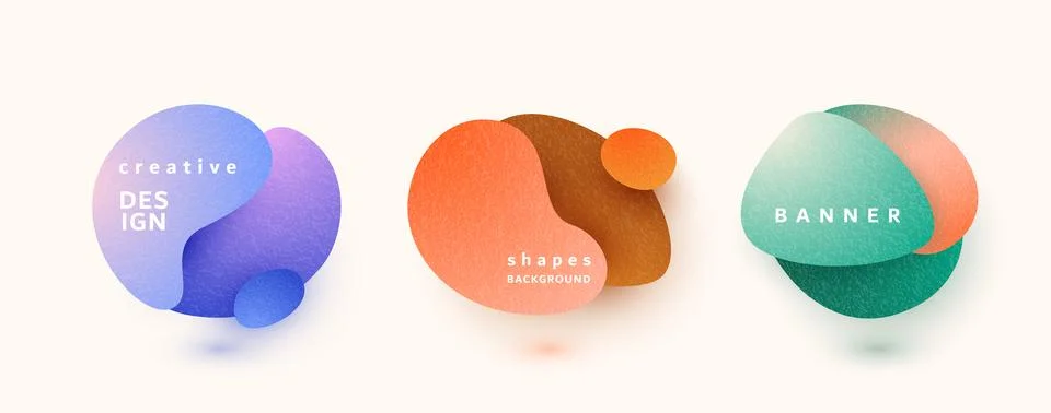 Abstract liquid shapes set vector background. Fluid graphic design in bright Stock Illustration