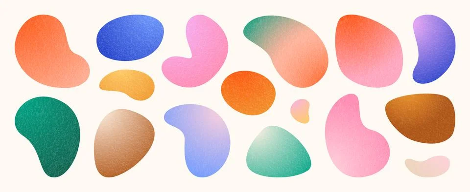 Abstract liquid shapes set vector background. Fluid graphic design in bright Stock Illustration