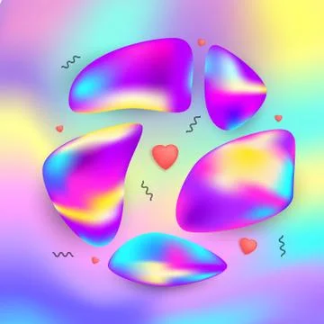 Abstract liquid shapes. Template for background. Holographic elements. Vector Stock Illustration