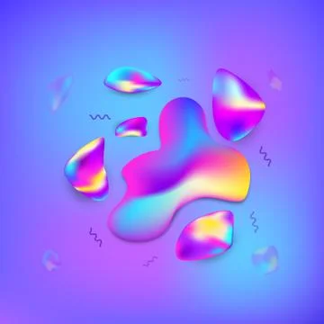 Abstract liquid shapes. Template for background. Holographic elements. Vector Stock Illustration