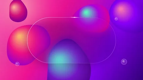 Abstract liquid shapes transition on gradient background with glass frame. Stock Footage 347977899