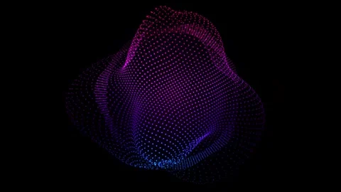 Abstract liquid sphere shape made of glowing particles rotating slowly on b.. Stock Footage 345379449