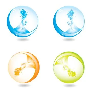 Abstract liquid splash spheres over white background, vector illustration Stock Illustration