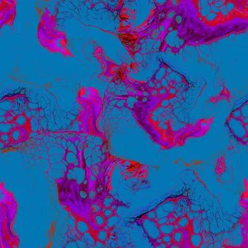 Abstract liquid spotted seamless texture in blue lilac tones. Stock Illustration