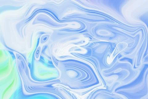 Abstract liquid swirl background with flowing waves of blue and soft green Illustrazione stock