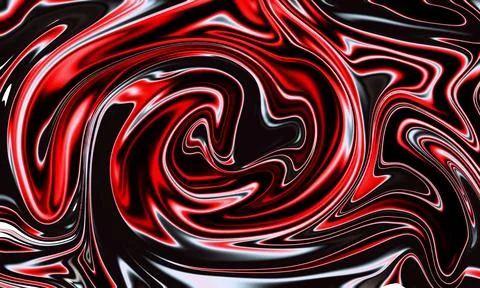 Abstract liquid swirl pattern featuring deep red, glossy black, and bright .. Stock Illustration