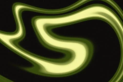 Abstract liquid swirled design featuring glowing green and yellow luminous .. Stock Illustration