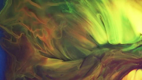 Abstract liquid visuals Yellow &amp; Green, Turbulent flow series 1 Chaotic folding, Stock-Footage 136095193