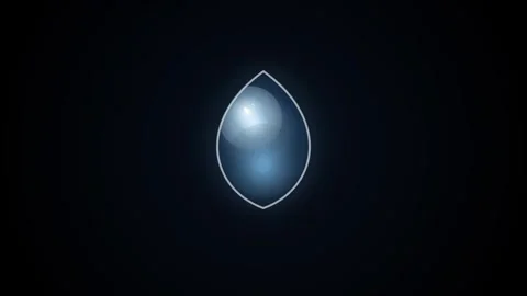 Abstract liquid water drop glowing with soft light center isolated on dark .. Stockbeeldmateriaal 344905736
