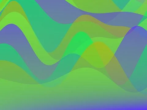 Abstract liquid wave background with green and purple flowing translucent l.. Stockillustratie