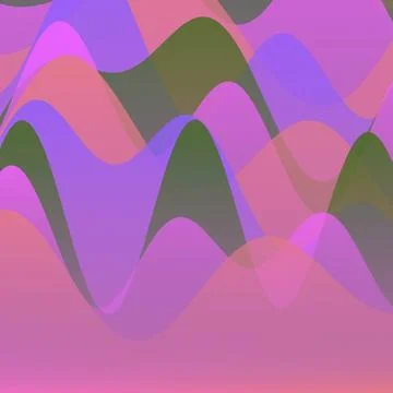 Abstract liquid wave background with vibrant purple pink and green overlapp.. Illustrazione stock