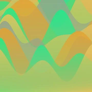 Abstract Liquid Wave Background with Vibrant Green and Orange Gradient Flow.. Stock Illustration