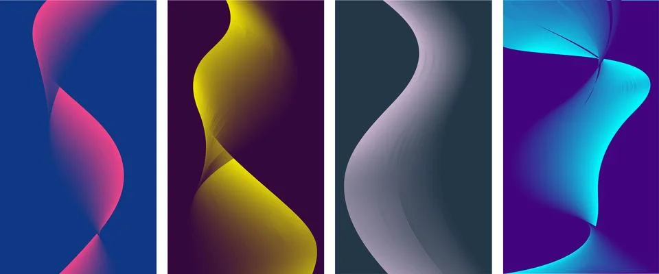 Abstract liquid wave gradient backgrounds with flowing linear patterns in m.. Stock Illustration