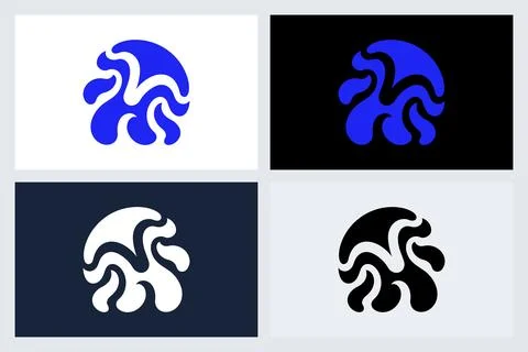 Abstract Liquid Wave Logo Vector Icon Set Stock Illustration