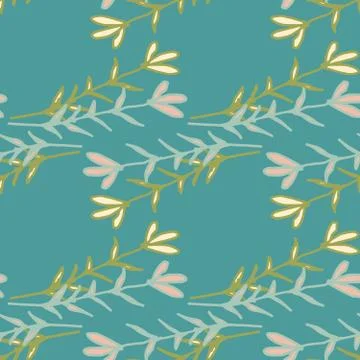 Abstract little flowers seamless pattern in doodle style. Hand drawn outline  Stock Illustration