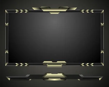 Abstract live stream overlay game interface screen frame with metallic borders Stock Illustration