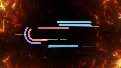 Abstract loading animation with glowing fire particles and digital glitch lines Stock Footage 347341243
