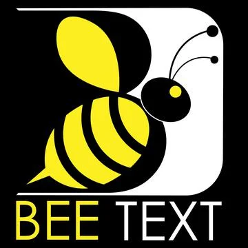 Abstract logo of a bee on the background of the silhouette of the letter b or Ilustração Stock