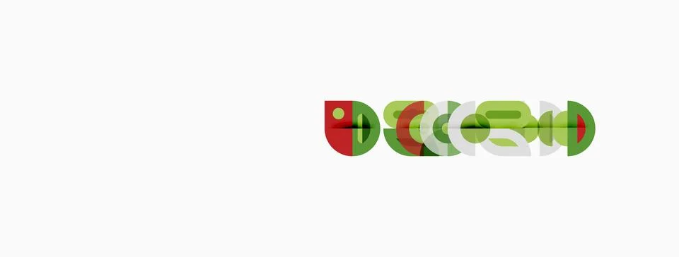 Abstract logo design features overlapping circles, lines. Green, red colors 스톡 일러스트