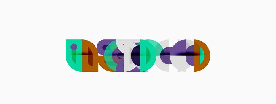 Abstract logo design features overlapping colorful semicircles forming Stock Illustration