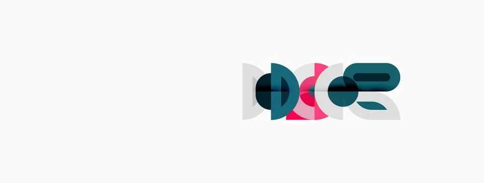Abstract logo design features overlapping shapes. Teal, pink, dark blue color Stock Illustration