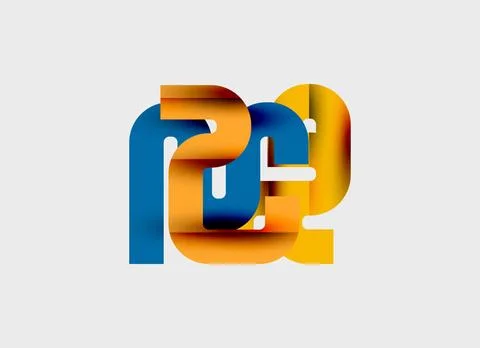 Abstract logo design features overlapping colorful letterforms. Gradient hues Stock Illustration