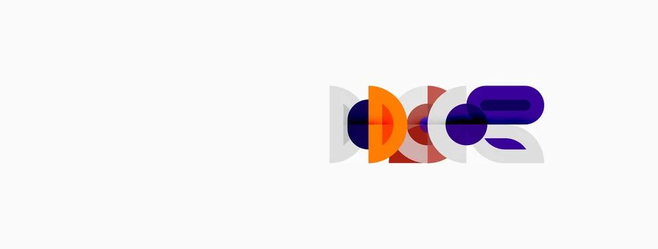 Abstract logo design features overlapping colorful shapes. Purple, orange, bl Stock Illustration