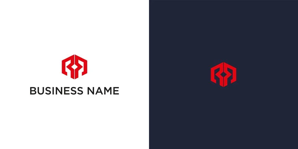 Abstract logo design featuring a red, geometric hexagon Stock Illustration