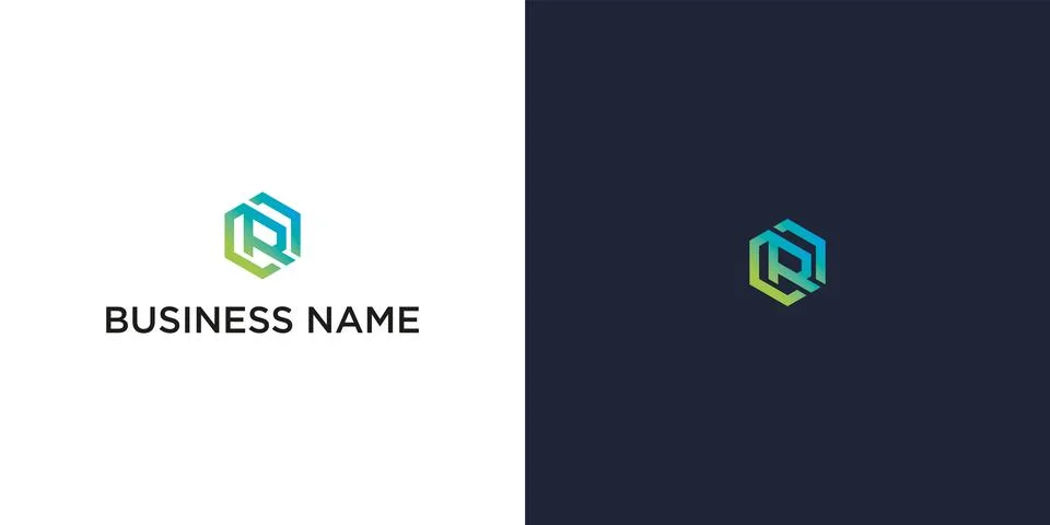 Abstract logo design featuring a stylized hexagon encompassing an overlappi.. Stock Illustration