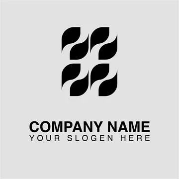 Abstract logo design with four stylized leaves arranged in a square, suitable Stock Illustration